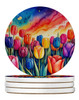 Colorful Tulips Large Sandstone Absorbent Round Coasters Pack of 4 DAC1995 product image at NuMercy