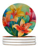 Lilies in Watercolor Large Sandstone Absorbent Round Coasters Pack of 4 DAC1585 product image at NuMercy