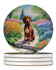Redbone Coonhound Spring Path Large Sandstone Absorbent Round Coasters Pack of 4 product image at NuMercy