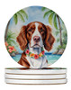 Welsh Springer Spaniel Luau Large Sandstone Absorbent Round Coasters Pack of 4 product image at NuMercy