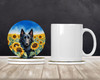 Belgian Sheepdog in Sunflowers Large Sandstone Absorbent Round Coasters Pack of 4 product image at NuMercy 2