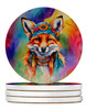Hippie Animal Fox Large Sandstone Absorbent Round Coasters Pack of 4 DAC3984 product image at NuMercy