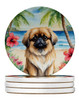 Pekingese Luau Large Sandstone Absorbent Round Coasters Pack of 4 product image at NuMercy