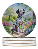 Dalmatian Spring Path Large Sandstone Absorbent Round Coasters Pack of 4 product image at NuMercy