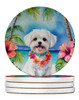 Maltese Luau Large Sandstone Absorbent Round Coasters Pack of 4 DAC6472 product image at NuMercy