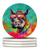 Hippie Animal Rhinoceros Large Sandstone Absorbent Round Coasters Pack of 4 DAC4036 product image at NuMercy