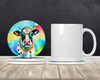 Hippie Animal Cow Large Sandstone Absorbent Round Coasters Pack of 4 DAC3995 product image at NuMercy 2