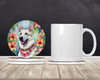 White German Shepherd Luau Large Sandstone Absorbent Round Coasters Pack of 4 product image at NuMercy 2