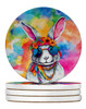 Hippie Animal Rabbit Large Sandstone Absorbent Round Coasters Pack of 4 DAC4032 product image at NuMercy
