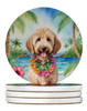 Goldendoodle Luau Large Sandstone Absorbent Round Coasters Pack of 4 product image at NuMercy