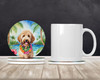 Goldendoodle Luau Large Sandstone Absorbent Round Coasters Pack of 4 product image at NuMercy 2