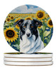 Borzoi in Sunflowers Large Sandstone Absorbent Round Coasters Pack of 4 DAC6034 product image at NuMercy
