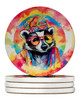 Hippie Animal Badger Large Sandstone Absorbent Round Coasters Pack of 4 product image at NuMercy