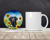 Labrador Retriever in Sunflowers Large Sandstone Absorbent Round Coasters Pack of 4 DAC6109 product image at NuMercy 2