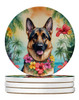 German Shepherd Luau Large Sandstone Absorbent Round Coasters Pack of 4 product image at NuMercy