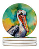 Hippie Animal Pelican Large Sandstone Absorbent Round Coasters Pack of 4 product image at NuMercy