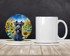 Kerry Blue Terrier in Sunflowers Large Sandstone Absorbent Round Coasters Pack of 4 product image at NuMercy 2