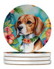 Beagle Luau Large Sandstone Absorbent Round Coasters Pack of 4 DAC6363 product image at NuMercy