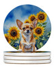 Chihuahua in Sunflowers Large Sandstone Absorbent Round Coasters Pack of 4 DAC6051 product image at NuMercy