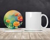 Chrysanthemums in Watercolor Large Sandstone Absorbent Round Coasters Pack of 4 DAC1552 product image at NuMercy 2