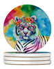 Hippie Animal White Tiger Large Sandstone Absorbent Round Coasters Pack of 4 DAC4049 product image at NuMercy