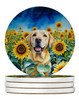 Labrador Retriever in Sunflowers Large Sandstone Absorbent Round Coasters Pack of 4 DAC6111 product image at NuMercy