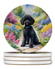 Black Poodle Spring Path Large Sandstone Absorbent Round Coasters Pack of 4 DAC6693 product image at NuMercy
