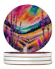 Colorful Liatris Large Sandstone Absorbent Round Coasters Pack of 4 product image at NuMercy