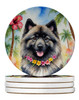 Keeshond Luau Large Sandstone Absorbent Round Coasters Pack of 4 product image at NuMercy