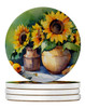 Sunflowers in Watercolor Large Sandstone Absorbent Round Coasters Pack of 4 DAC1612 product image at NuMercy