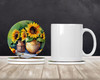 Sunflowers in Watercolor Large Sandstone Absorbent Round Coasters Pack of 4 DAC1612 product image at NuMercy 2