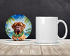 Dogue de Bordeaux Luau Large Sandstone Absorbent Round Coasters Pack of 4 product image at NuMercy 2