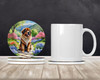 Tibetan Mastiff Spring Path Large Sandstone Absorbent Round Coasters Pack of 4 product image at NuMercy 2