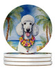 White Poodle Luau Large Sandstone Absorbent Round Coasters Pack of 4 DAC6495 product image at NuMercy