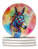 Hippie Animal Donkey Large Sandstone Absorbent Round Coasters Pack of 4 DAC3977 product image at NuMercy