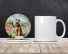 Airedale Terrier Spring Garden Large Sandstone Absorbent Round Coasters Pack of 4 product image at NuMercy 2