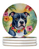 Staffordshire Bull Terrier Luau Large Sandstone Absorbent Round Coasters Pack of 4 product image at NuMercy