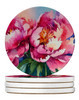 Peonies in Watercolor Large Sandstone Absorbent Round Coasters Pack of 4 DAC1594 product image at NuMercy