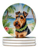 Welsh Terrier Luau Large Sandstone Absorbent Round Coasters Pack of 4 product image at NuMercy