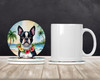 Boston Terrier Luau Large Sandstone Absorbent Round Coasters Pack of 4 DAC6383 product image at NuMercy 2