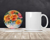 Chrysanthemums in Watercolor Large Sandstone Absorbent Round Coasters Pack of 4 DAC1553 product image at NuMercy 2