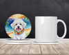Coton de Tulear Luau Large Sandstone Absorbent Round Coasters Pack of 4 product image at NuMercy 2