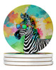 Hippie Animal Zebra Large Sandstone Absorbent Round Coasters Pack of 4 DAC4053 product image at NuMercy