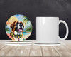 Saint Bernard Luau Large Sandstone Absorbent Round Coasters Pack of 4 DAC6509 product image at NuMercy 2