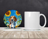 American Foxhound in Sunflowers Large Sandstone Absorbent Round Coasters Pack of 4 product image at NuMercy 2