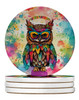 Hippie Animal Owl Large Sandstone Absorbent Round Coasters Pack of 4 DAC4014 product image at NuMercy