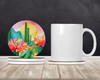 Arizona Saguaro Cactus Blossom in Watercolor Large Sandstone Absorbent Round Coasters Pack of 4 DAC1625 product image at NuMercy 2