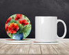 Ohio Scarlet Carnations in Watercolor Large Sandstone Absorbent Round Coasters Pack of 4 DAC1699 product image at NuMercy 2