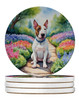 English Bull Terrier Spring Path Large Sandstone Absorbent Round Coasters Pack of 4 DAC6619 product image at NuMercy