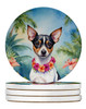 Rat Terrier Luau Large Sandstone Absorbent Round Coasters Pack of 4 product image at NuMercy